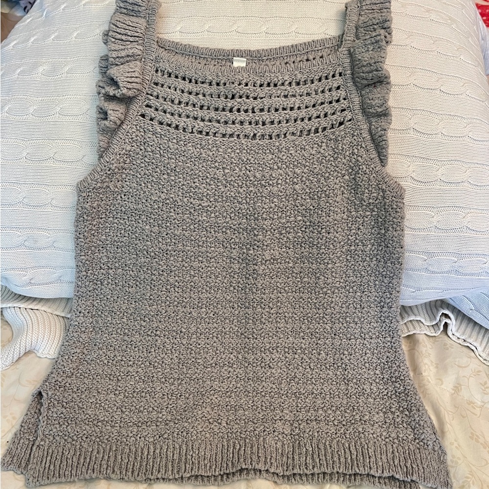 Wish Gray Textured Knit Tank Top